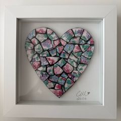 Handmade framed Heart in Pique Assiette