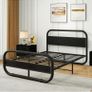Double Size Bed Frame with Headboard,Oval-Shaped Platform Bed with Under-Bed Image 6