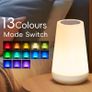 Night Light, LED Touch Bedside Table Lamp, 13 RGB Colours Changing, 5 Brightness Level Switch, Timing Function, Rechargable Remote Control Dimmable Light for Bedroom, Living Room, White Image 3