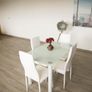 Compact Glass Dining Table Set Seats 4, White Image 3