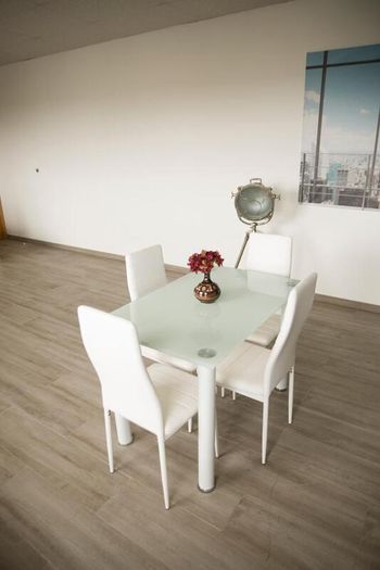 Compact Glass Dining Table Set Seats 4, White