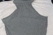 Grey ribbed halter neck crop top