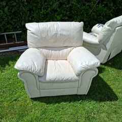 free cream leather armchairs