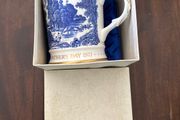 This is a vintage 1977 Coalport Fine Bone China "Father's Day" mug featuring a blue scene of anglers.