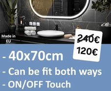 LED Bathroom Mirror 40x70cm Dual LED Oval Makeup Vanity Ensuite