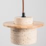 3 Light Travertine Pendant Ceiling Light with Natural Wood Accents Japandi Style Image 4