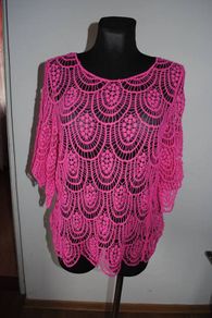 Pink crochet top cotton size UK14 EU42 Postage included