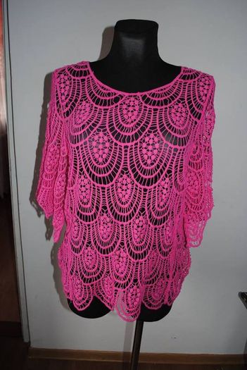 Pink crochet top cotton size UK14 EU42 Postage included