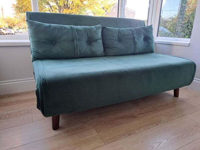2 seater green sofa bed
