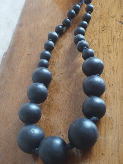 Vintage black wooden necklace.