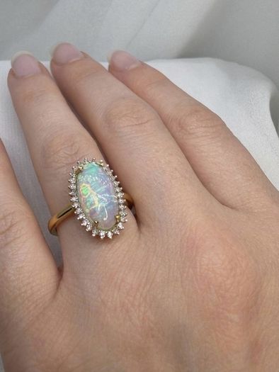 Opal Lab-Grown Diamond Halo Ring