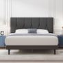 King Bed Frame, Dark Grey, Upholstered Wooden Slat Bed Image 8