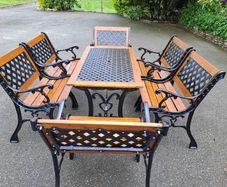 Cast iron tables and chairs