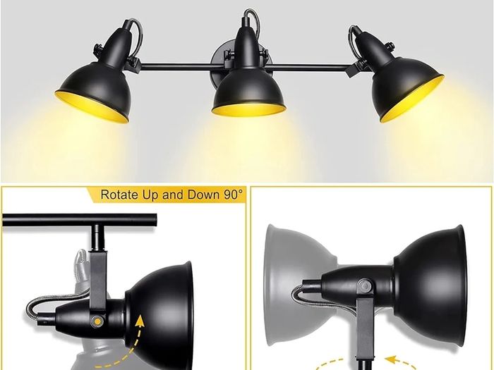 Spotlights Ceiling Lights Rotatable 3 Way Retro Kitchen Spot Light Fittings Black Spotbars 240V for Living Room, Incl. 3X 4W E14 LED Bulbs 2700K