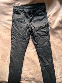 Vero Moda Black Coated Skinny Pants - Size L (UK 14-16)