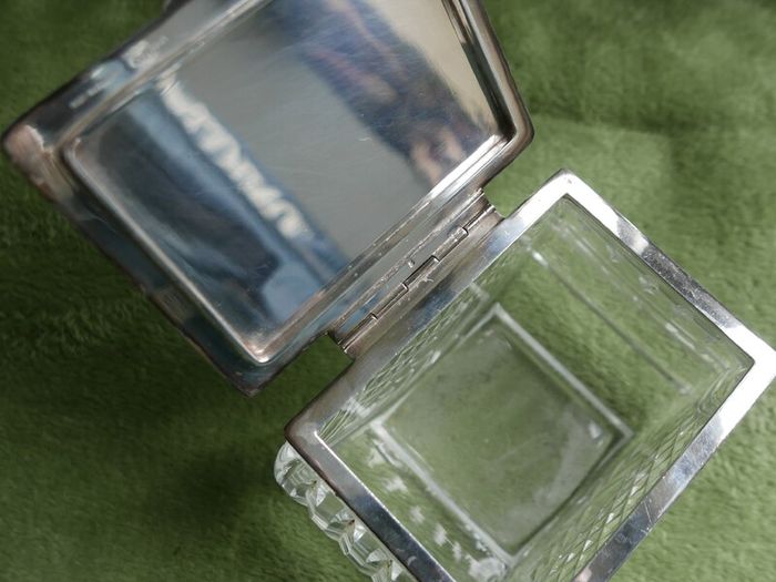 Antique Crystal Cut Glass  Trifle Serving Bowl With Silver Plated Rim and Cover