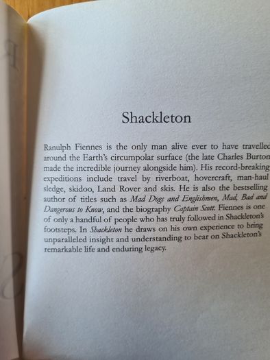 Shackelton A Autobiography. By Ranulph Fiennes. Large Volume Book 402 Pages.