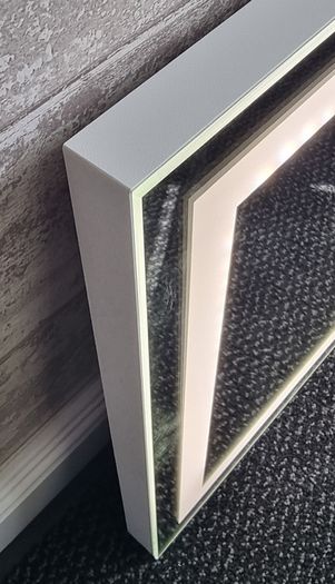 LED Bathroom Mirror Horizonatl Vertical Makeup Cosmetic Bright Made in EU Solid Cover White Frame