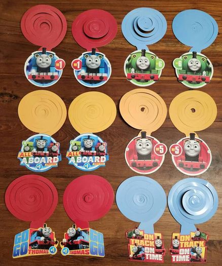 Thomas the Tank Engine Birthday Party - Backdrop + Swirl Decor + Loot Bags