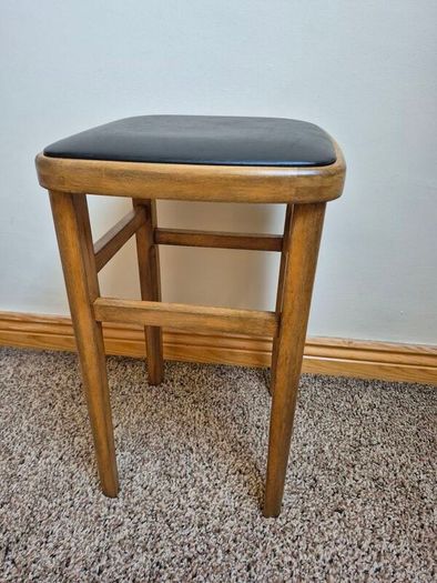 Rare Mid-Century Beech Utility Stool  Pristine Mint Condition
