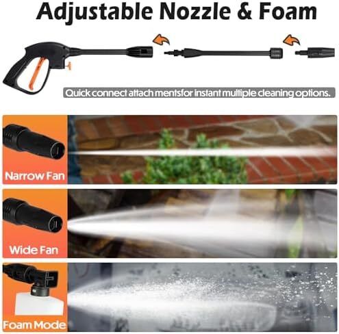 Electric Pressure Washer,1300w Max.100Bar Power Washer,Jet Washer with Foam Cannon for Cars/Fences/Driveways/Home/Patios