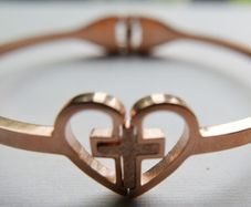 Cross in Heart Bangle Bracelet