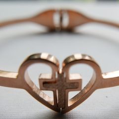 Cross in Heart Bangle Bracelet