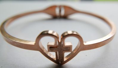 Cross in Heart Bangle Bracelet