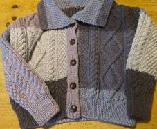 Boys Handkitted Aran Cardigan. Newly knitted. Matching hat.