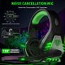 MULTIPLE COLOURS AVAILABLE Pacrate Gaming Headset for PS4 PS5 Switch Xbox One Headset with Noise Cancelling Mic Wired Headset with LED Light for Mac Laptop PC Gaming Headset Soft Memory Earmuffs,Black Green Image 3