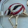 Vintage Enamel Flamingo Gold Tone Brooch Image 3