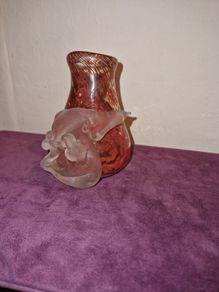 Vintage hand blown red glass vase