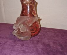 Vintage hand blown red glass vase