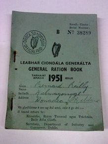 Old Irish ration book Ireland Ephemera Reilly County Kildare