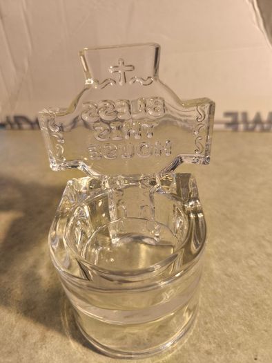 Celtic Cross Glass Holy Water Roman Catholic Font / Votive Candle Holder