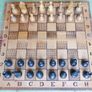 Vintage Folding Wooden Travel Chess Set With Hand Carved Pieces 13" x 13" Image 2