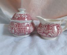 Royal Tudor Ironstone Red Sugar Bowl & Cream Jug
