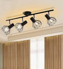 NEW SALE | 4 Way GU10 6W Ceiling Light Fitting, Spot Light Ceiling Spotlight Swiveling Lamp Light Bases Angle Adjustable for Kitchen Bedroom Living Room and Showroom
