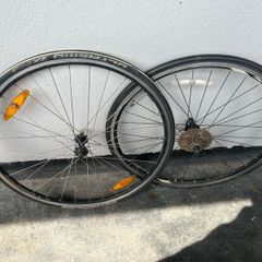 A Set of 9 Speed Racing wheels and tyres STRAIGHT WHEELS