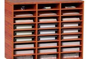 27 Compartments Wood Literature Organizer, Adjustable Shelves, Medium Density Fiberboard Mail Center, Office Home School Storage for Files,