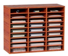 27 Compartments Wood Literature Organizer, Adjustable Shelves, Medium Density Fiberboard Mail Center, Office Home School Storage for Files,