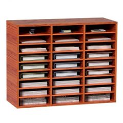 27 Compartments Wood Literature Organizer, Adjustable Shelves, Medium Density Fiberboard Mail Center, Office Home School Storage for Files,