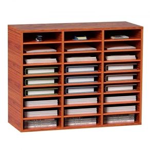27 Compartments Wood Literature Organizer, Adjustable Shelves, Medium Density Fiberboard Mail Center, Office Home School Storage for Files,