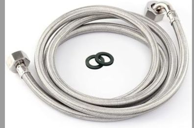 Flexible Hose 2 meters long  equals 200 cm for Washing Machine and Dishwasher in Stainless Steel,