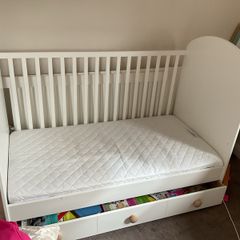 ikea cot bed white , one long drawer ideal for books