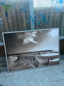 Black and white beach picture painting frame