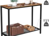 _Console Table, Side Table, Hallway Table with Mesh Shelf, 100 x 35 x 80 cm