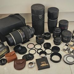 Collection of camera lenses 500mm 300mm 135mm 55mm 28mm