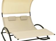 main image for ad Double Sun Lounger with Canopy Textilene Cream