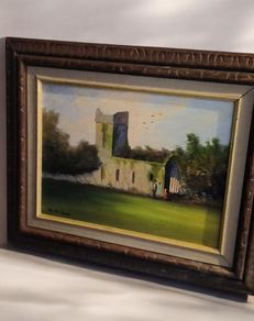 Original Val McGann Oil Painting - Muckross Abbey Killarney